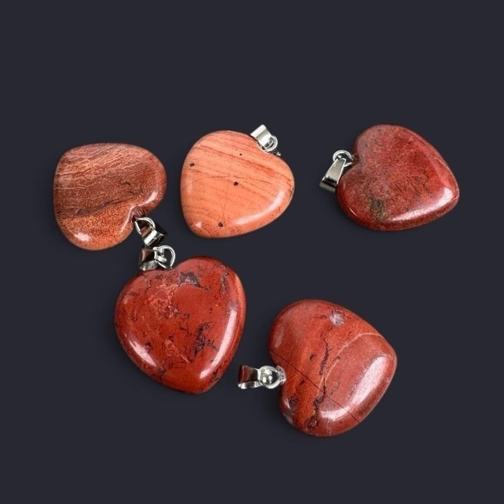 Red Jasper Heart Pendant Necklace